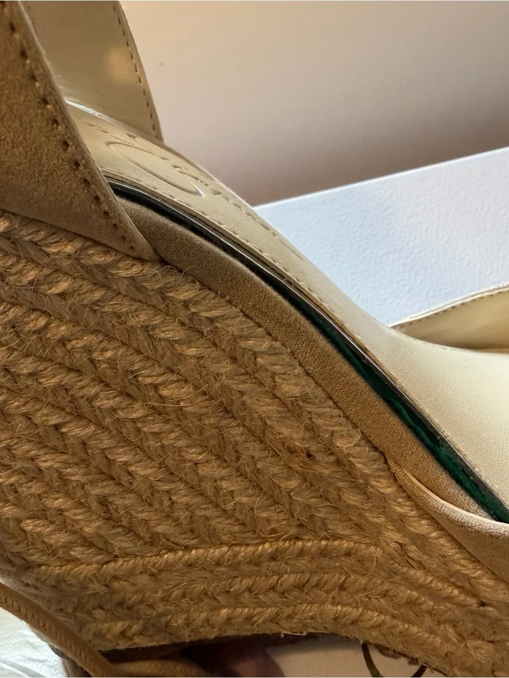 Jessica Simpson Beige Suede Espadrille Slingback Wedges